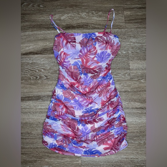 Fashion Nova Vibrant Purple and Pink Ruched Mini Dress - Picture 4 of 8